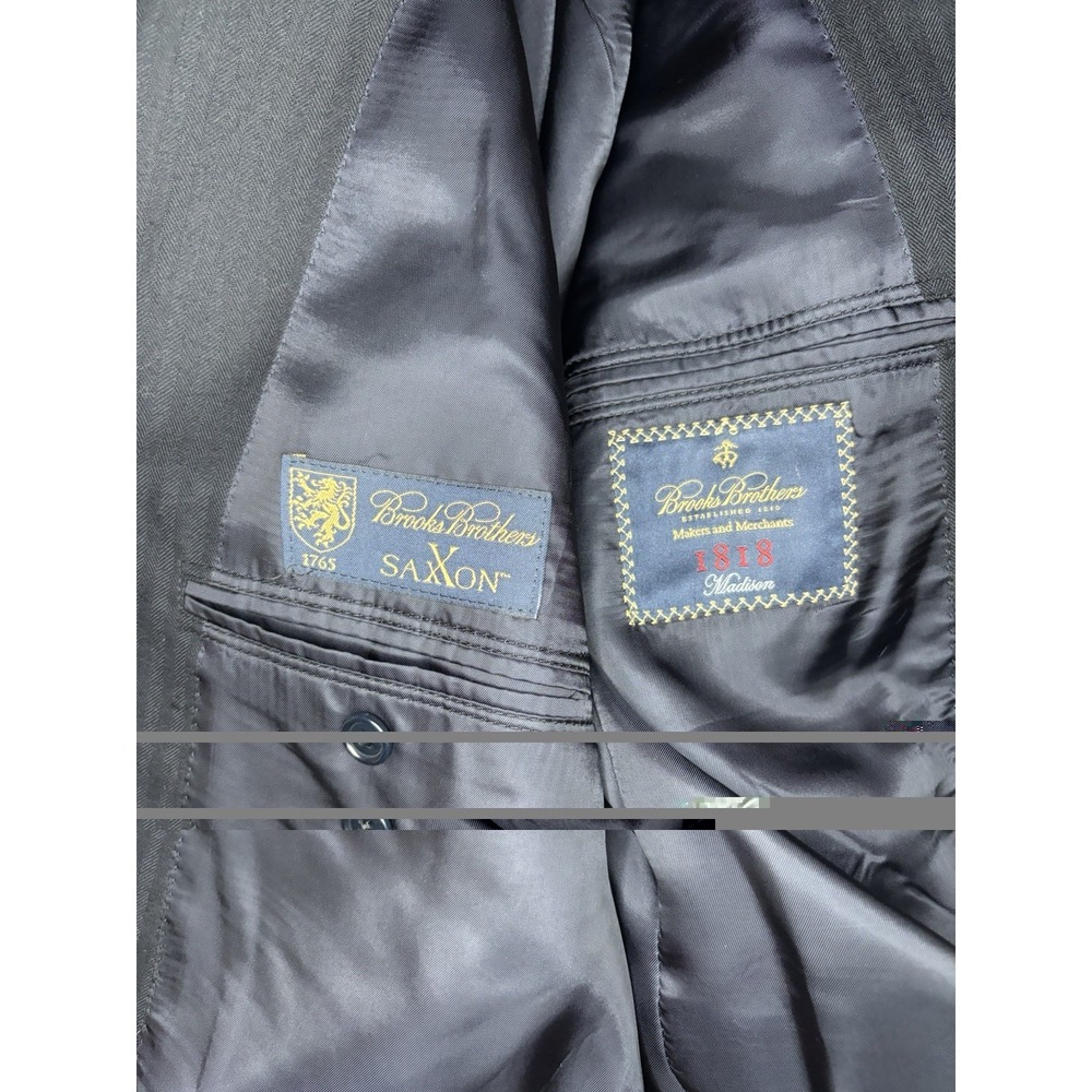 Brooks Brothers 1818 Saxxon Wool Madison Suit Men's 45R 40x28 Made‎ in USA Black